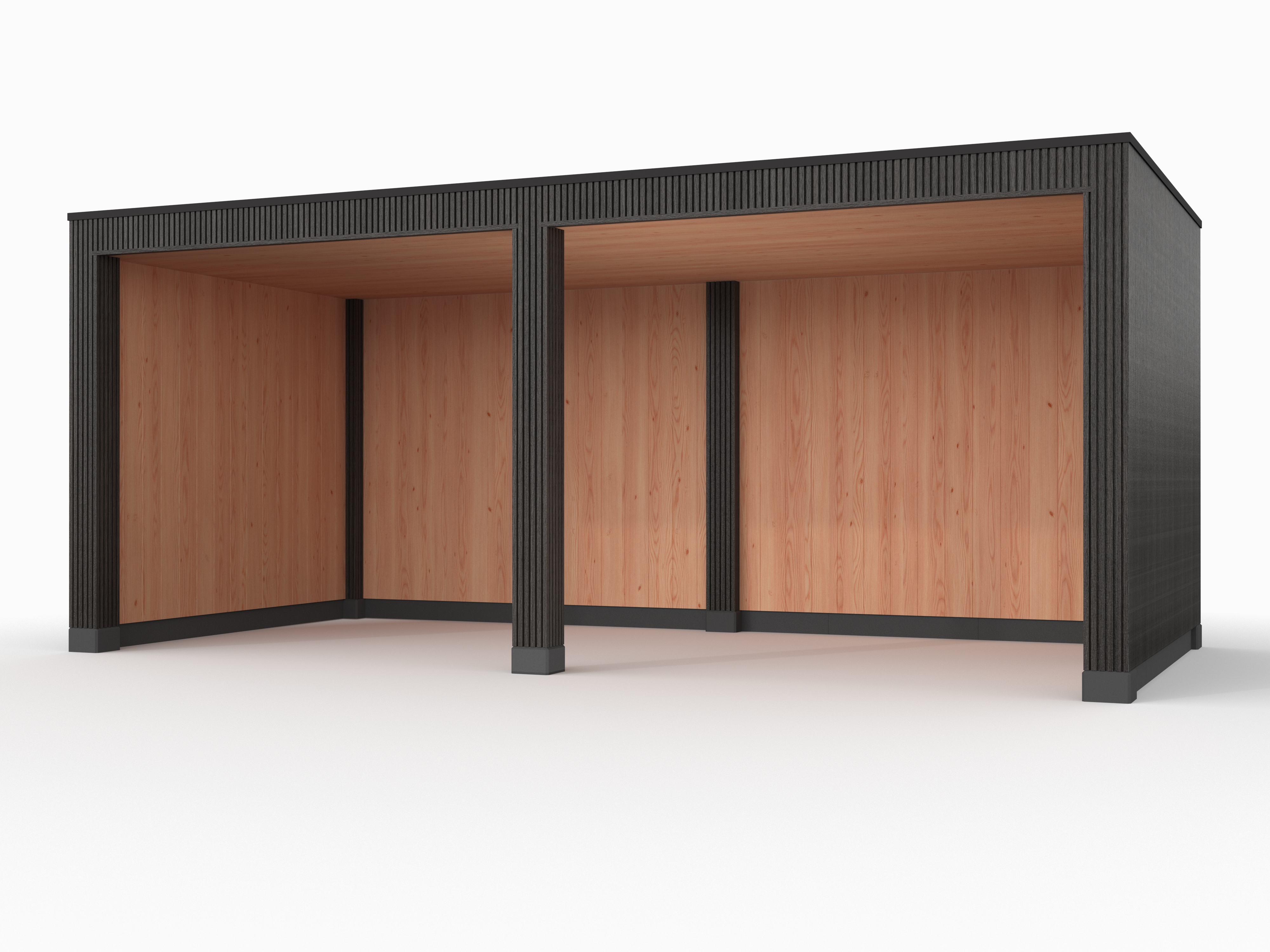 Douglas overkapping, 600 x 300, met achterwand en twee zijwanden, Westwood Rhombus Zwart - Afbeelding 1